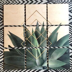Society6 Agave Succulent Geometric Wood Wall Art